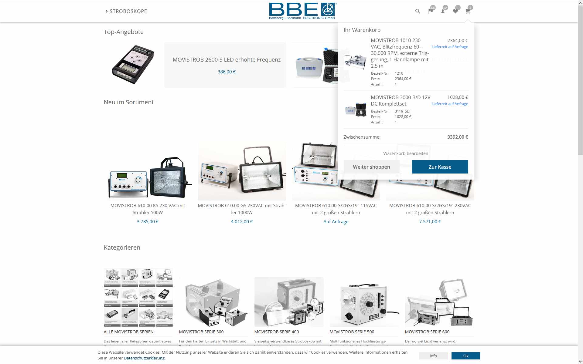 Onlineshop und Website der BBE Bamberg + Bormann-Electronic GmbH