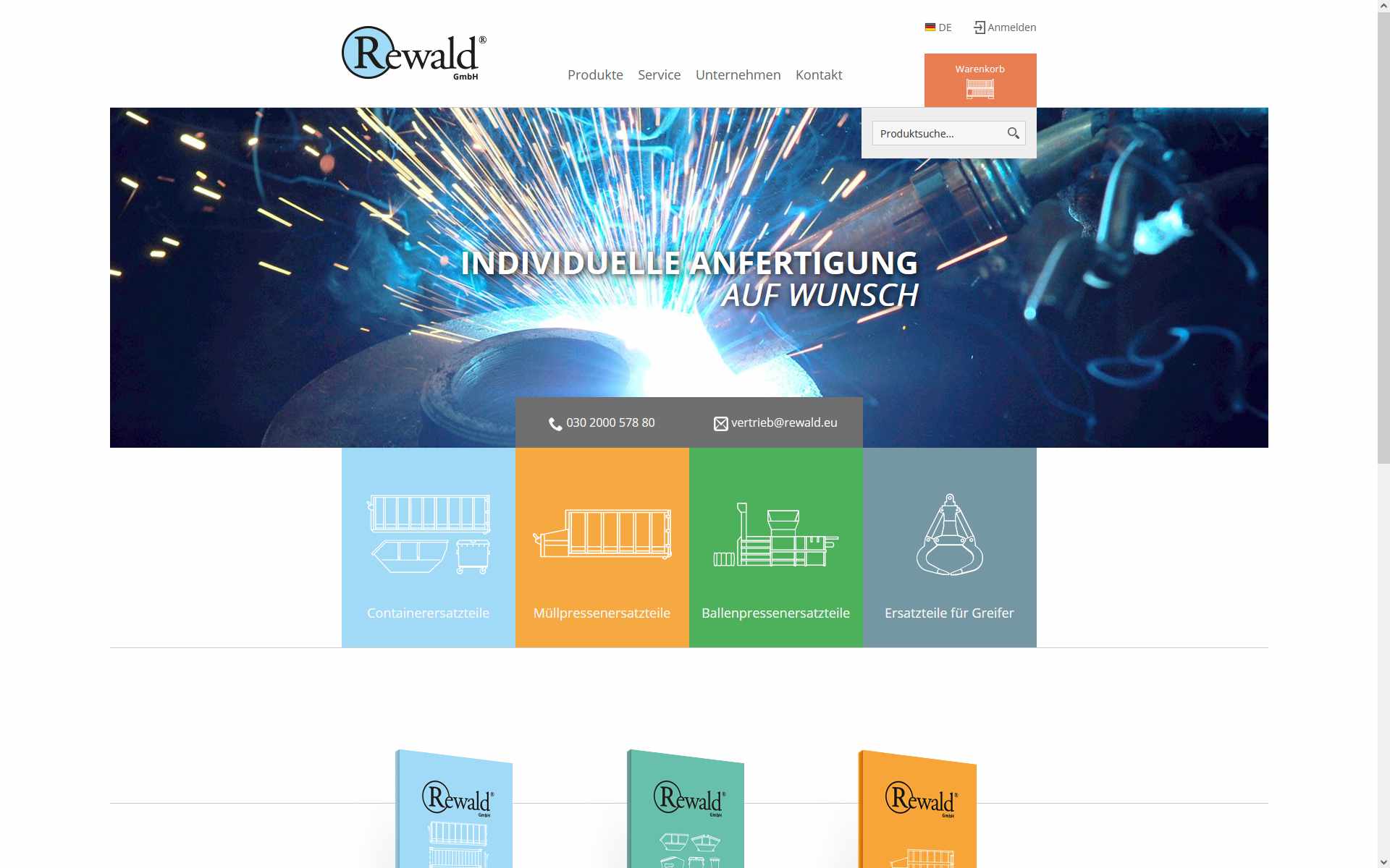 myfactory Shop- und Website-Template Rewald GmbH