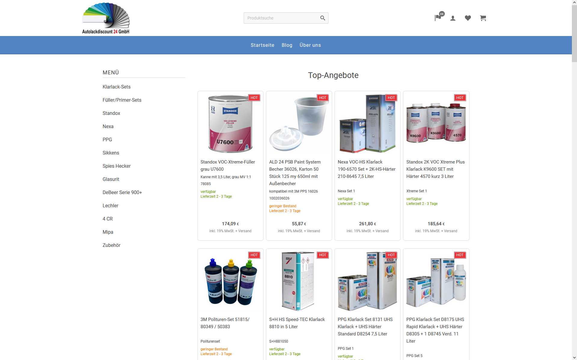 Bild: myfactory Webshop-Template für Autolackdiscount 24 GmbH